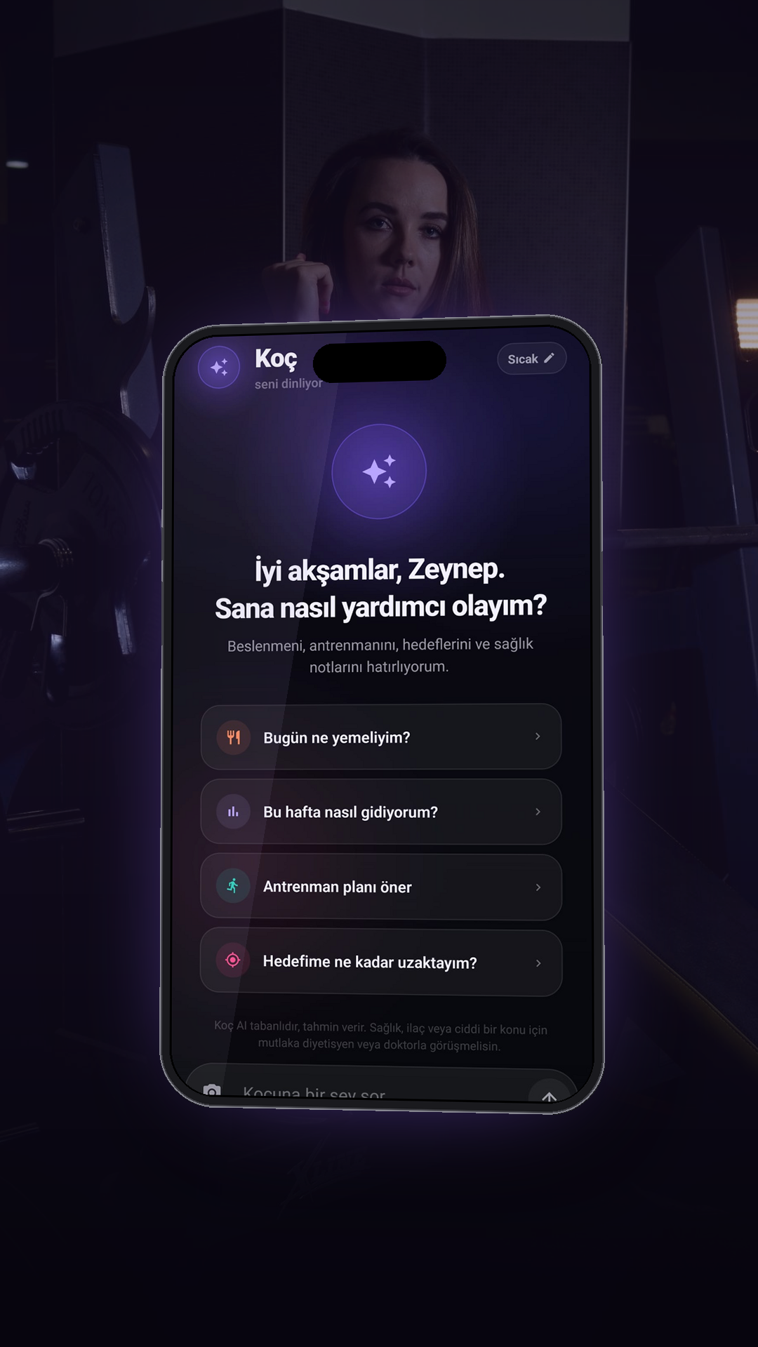 Fitolacaksın uygulaması — AI koç sohbet ekranı
