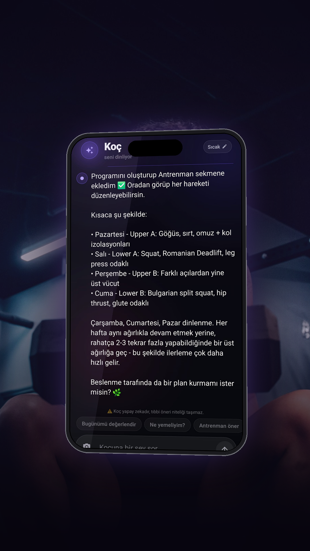 Programını kendin kur — haftanın her günü için hareket seç